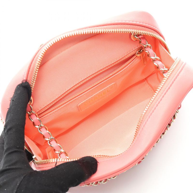 Chanel Shoulder Bag Coco Mark Pink Lambskin Coco Mark Bijou Crystal Camera Bag