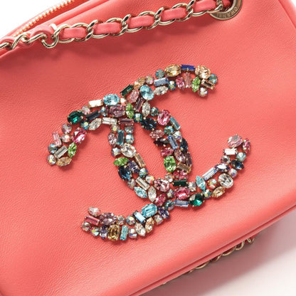 Chanel Shoulder Bag Coco Mark Pink Lambskin Coco Mark Bijou Crystal Camera Bag