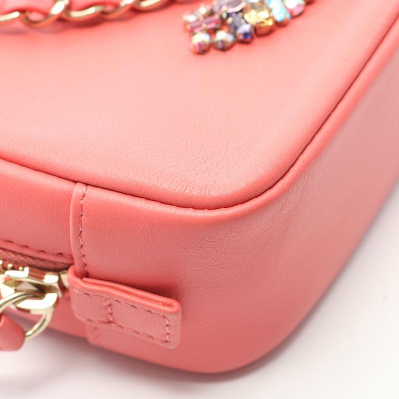 Chanel Shoulder Bag Coco Mark Pink Lambskin Coco Mark Bijou Crystal Camera Bag