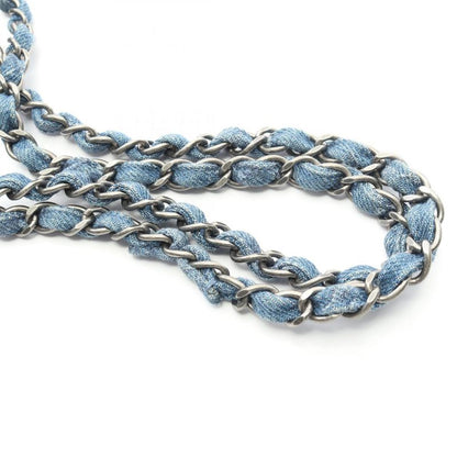 Chanel Shoulder Bag Coco Mark W Flap Denim Blue Denim Matelasse Double Flap