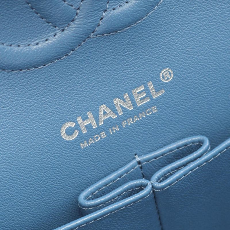 Chanel Shoulder Bag Coco Mark W Flap Denim Blue Denim Matelasse Double Flap