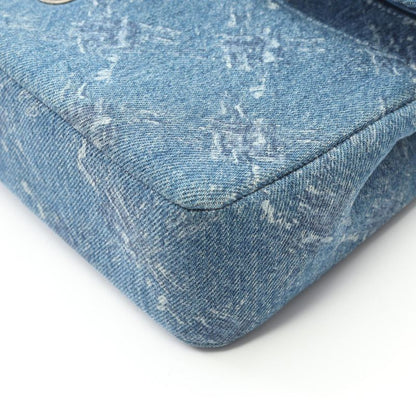 Chanel Shoulder Bag Coco Mark W Flap Denim Blue Denim Matelasse Double Flap