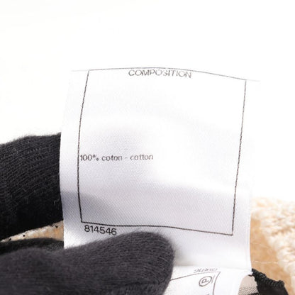 Chanel Cardigan Coco Mark Button White Cotton