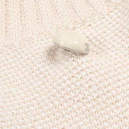 Chanel Cardigan Coco Mark Button White Cotton