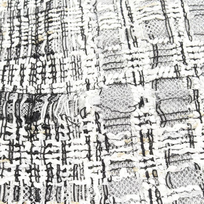 Chanel Skirt Tweed Fake Pearl P55967v42226 White Black Rayon Tweed Skirt