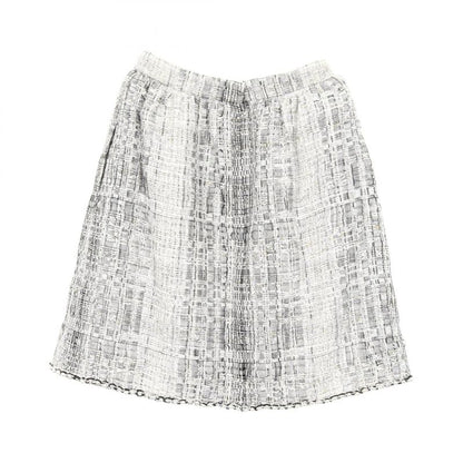Chanel Skirt Tweed Fake Pearl P55967v42226 White Black Rayon Tweed Skirt