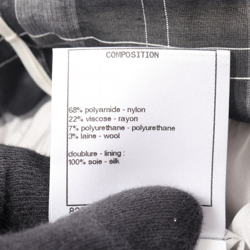 Chanel Skirt Tweed Fake Pearl P55967v42226 White Black Rayon Tweed Skirt