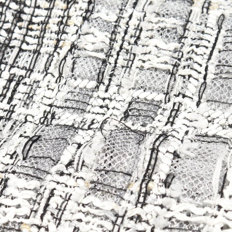 Chanel Skirt Tweed Fake Pearl P55967v42226 White Black Rayon Tweed Skirt