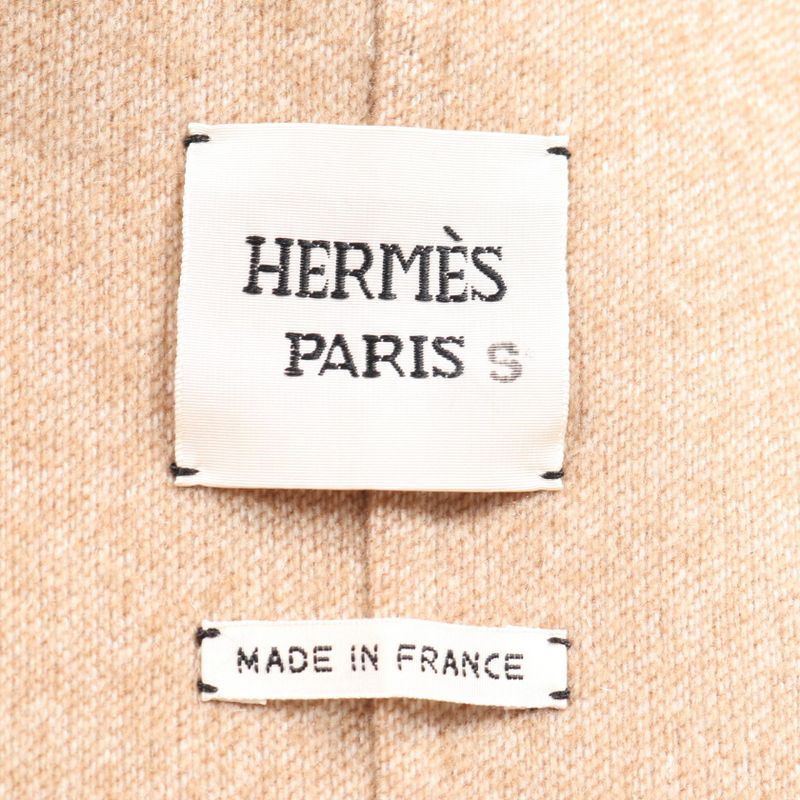 Hermes Vest Long Vest White Cashmere Long Gilet with Belt Women's Used a