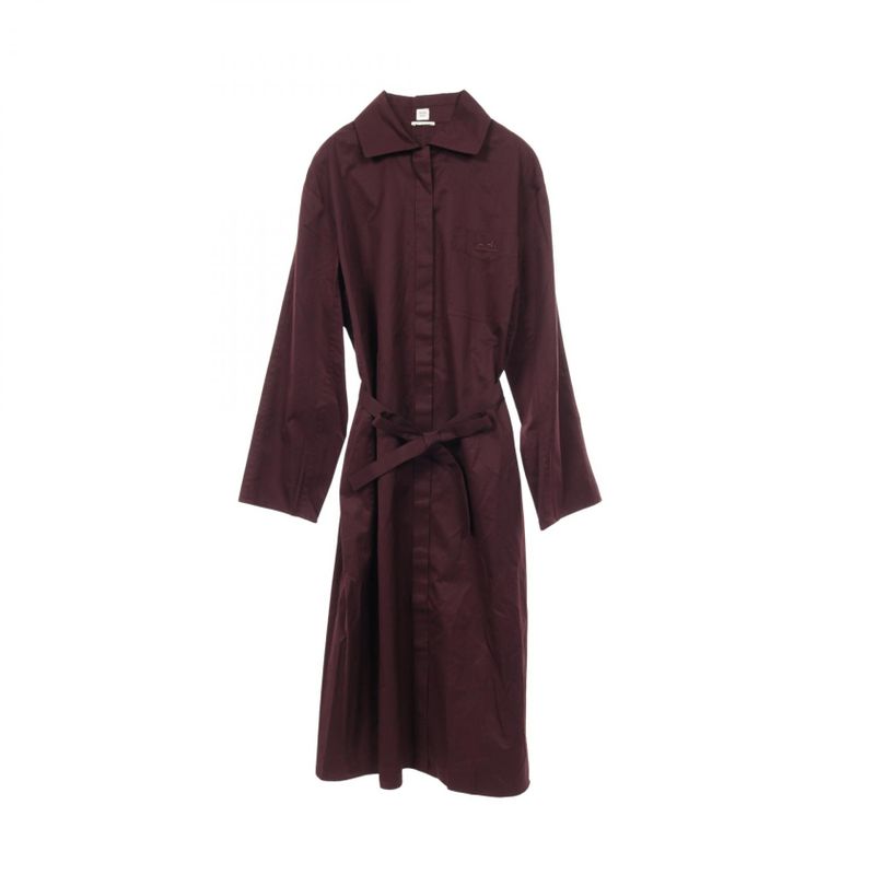 Hermes One Piece Caleche Embroidery Red Cotton One Piece Ladies Unused