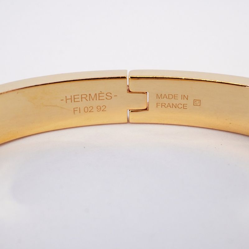 Hermes Bangle Chaine D'ancre Mini Click PM GP Plated Gold Black Cles Dies