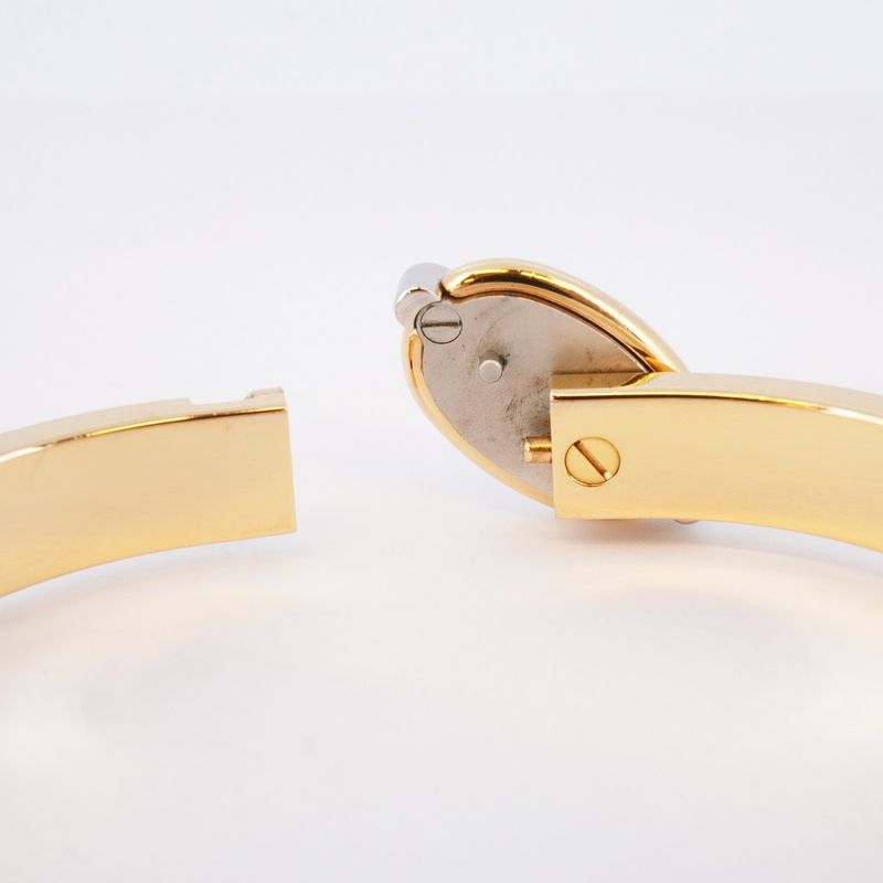 Hermes Bangle Chaine D'ancre Mini Click PM GP Plated Gold Black Cles Dies