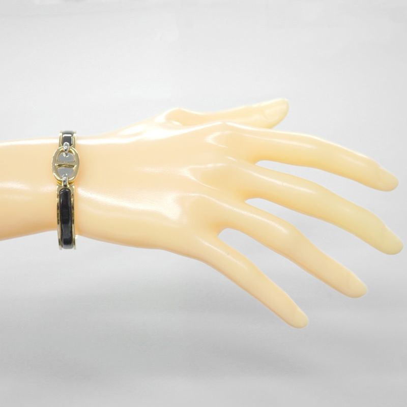 Hermes Bangle Chaine D'ancre Mini Click PM GP Plated Gold Black Cles Dies