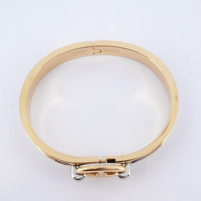 Hermes Bangle Chaine D'ancre Mini Click PM GP Plated Gold Black Cles Dies