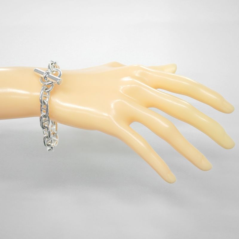 Hermes Bracelet Chaine D'ancre MM 17 Frames Silver 925 Men's Women's Unisex