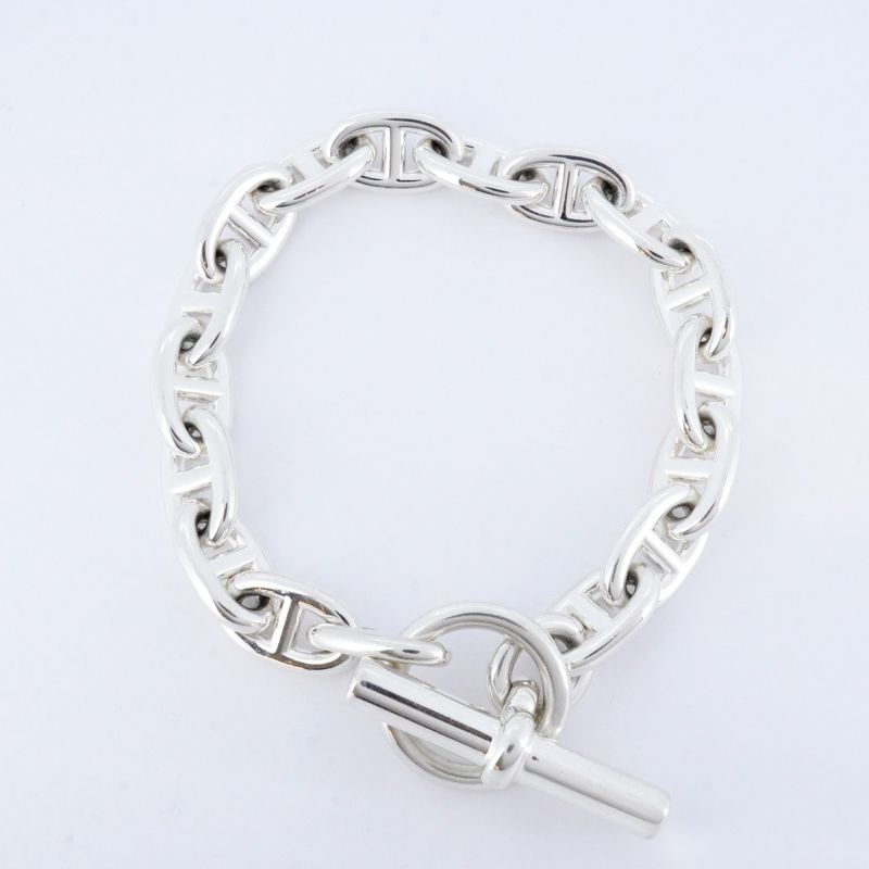 Hermes Bracelet Chaine D'ancre MM 17 Frames Silver 925 Men's Women's Unisex