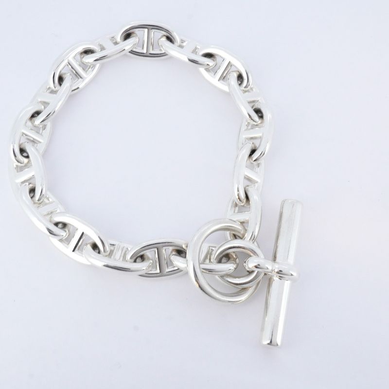 Hermes Bracelet Chaine D'ancre MM 17 Frames Silver 925 Men's Women's Unisex