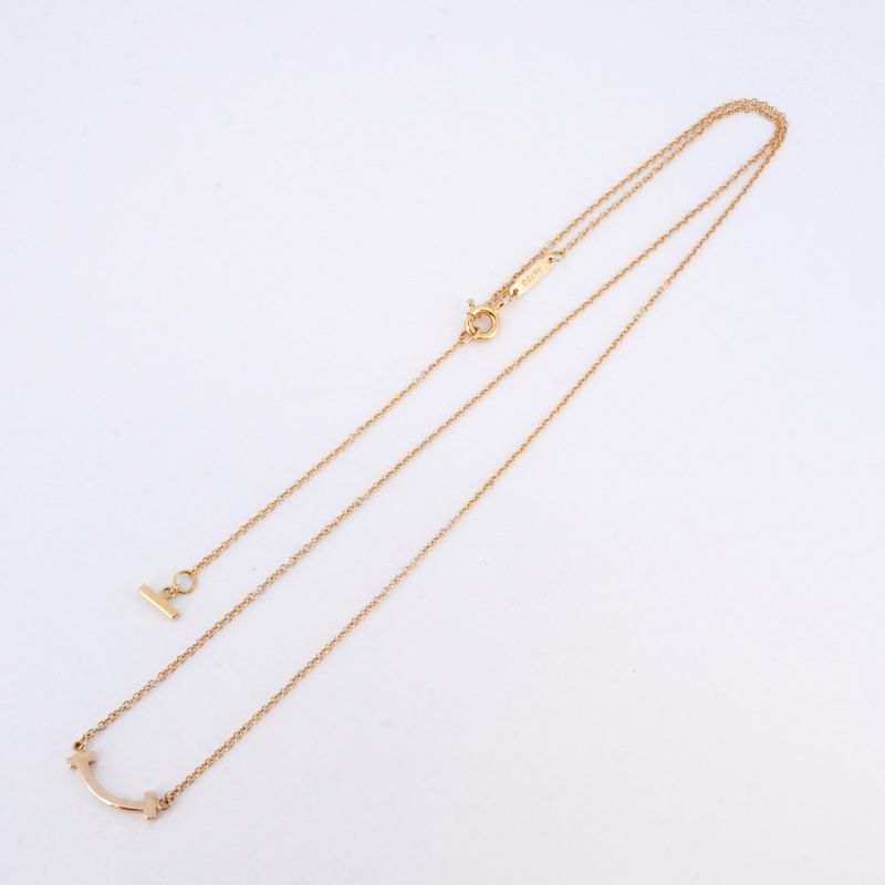 Tiffany & Co Necklace T-Smile Mini 18k Pink Gold Pink Gold Ladies