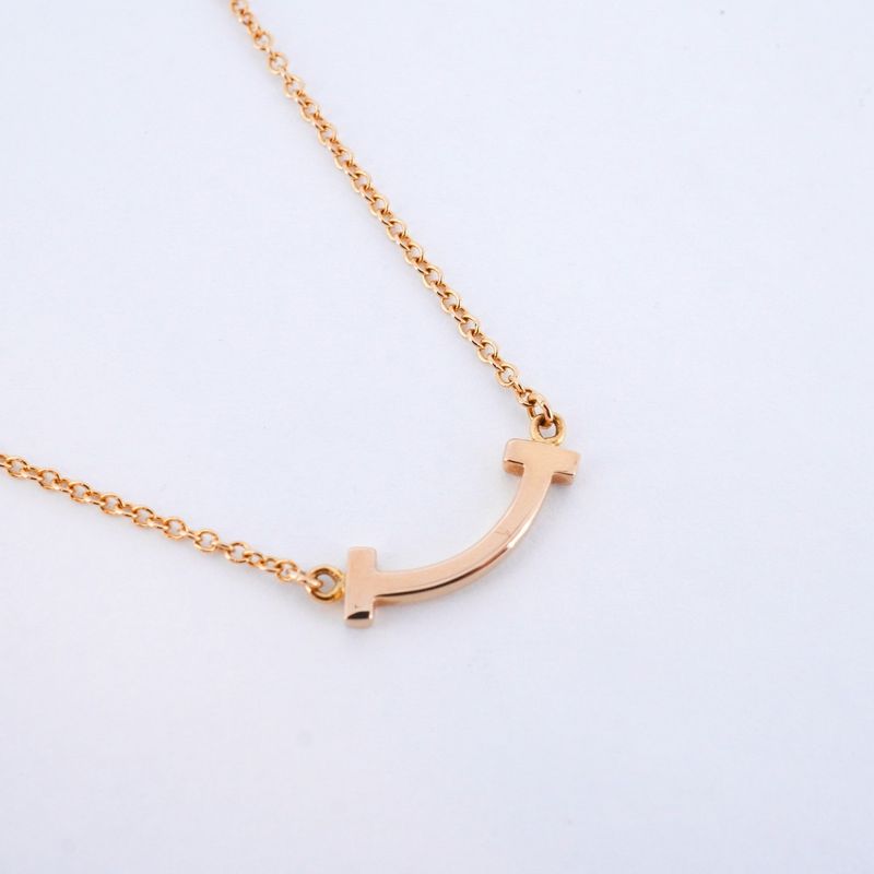 Tiffany & Co Necklace T-Smile Mini 18k Pink Gold Pink Gold Ladies