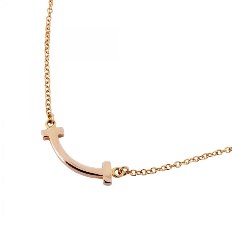 Tiffany & Co Necklace T-Smile Mini 18k Pink Gold Pink Gold Ladies