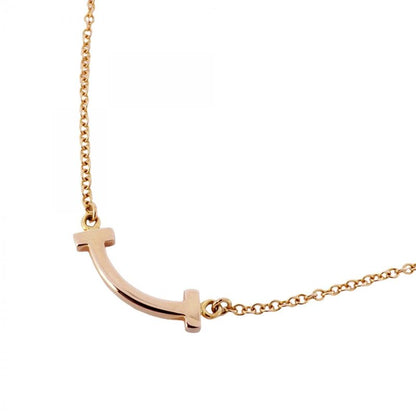 Tiffany & Co Necklace T-Smile Mini 18k Pink Gold Pink Gold Ladies