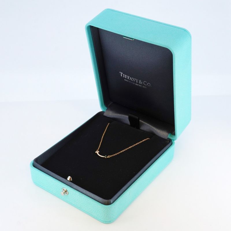 Tiffany & Co Necklace T-Smile Mini 18k Pink Gold Pink Gold Ladies