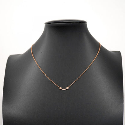 Tiffany & Co Necklace T-Smile Mini 18k Pink Gold Pink Gold Ladies