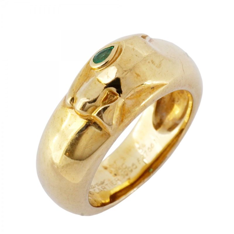Cartier Ring Panthere 18k Yellow Gold Yellow Gold Emerald Green #54 Ladies