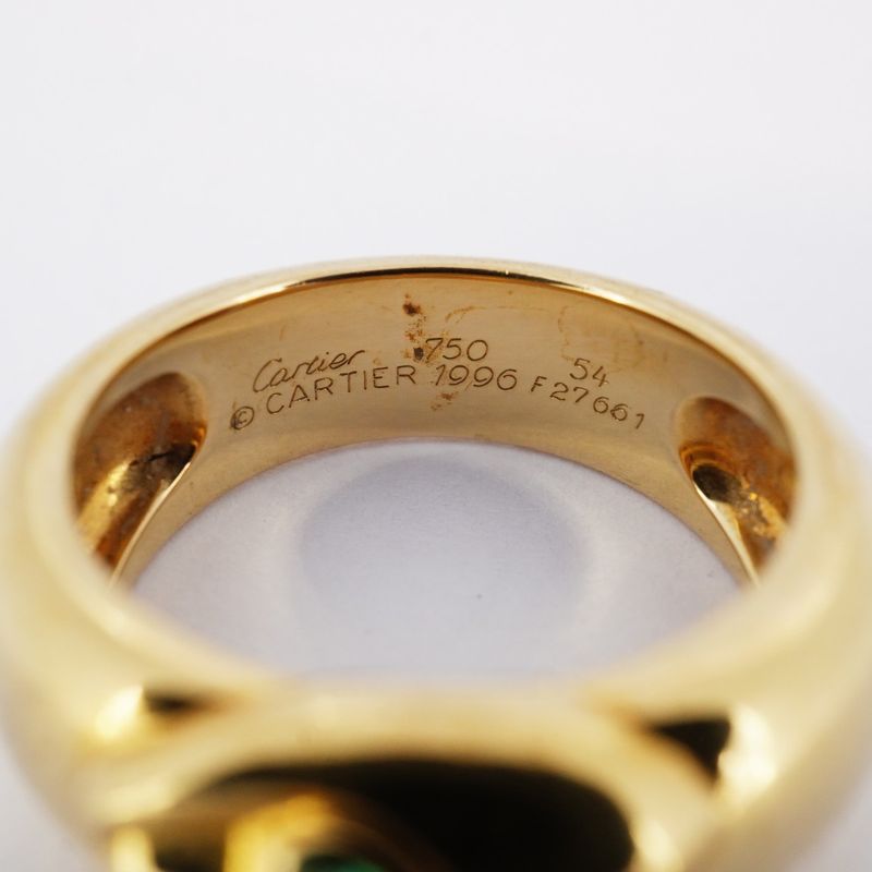 Cartier Ring Panthere 18k Yellow Gold Yellow Gold Emerald Green #54 Ladies