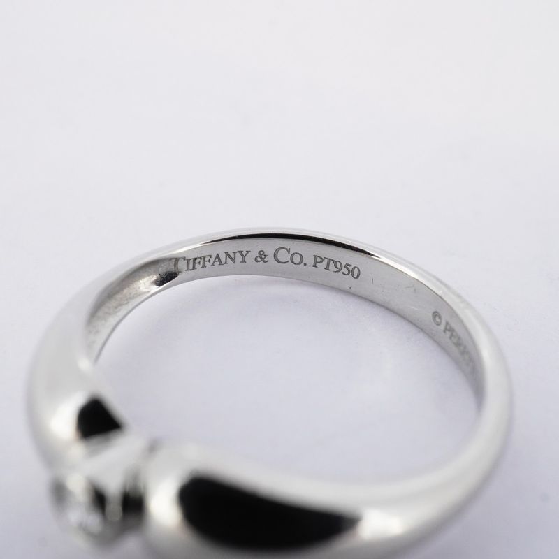 Tiffany & Co Ring Double Tee a Dos Lop 1pd Pt950 Platinum Diamond No 11 Ladies