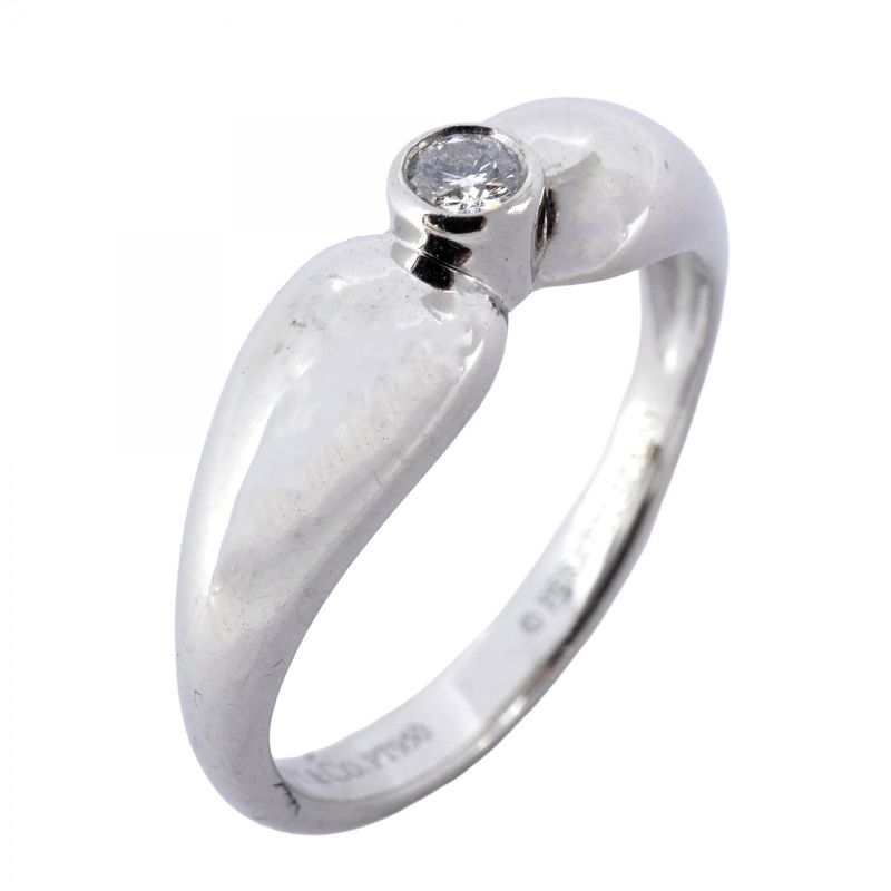 Tiffany & Co Ring Double Tee a Dos Lop 1pd Pt950 Platinum Diamond No 11 Ladies