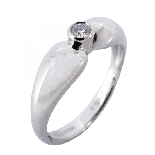 Tiffany & Co Ring Double Tee a Dos Lop 1pd Pt950 Platinum Diamond No 11 Ladies