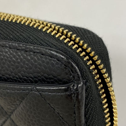 Chanel Long Wallet Matelasse Caviar Skin Black Gold Hardware Women's
