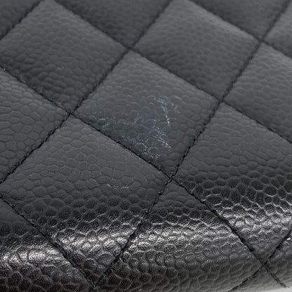 Chanel Long Wallet Matelasse Caviar Skin Black Gold Hardware Women's
