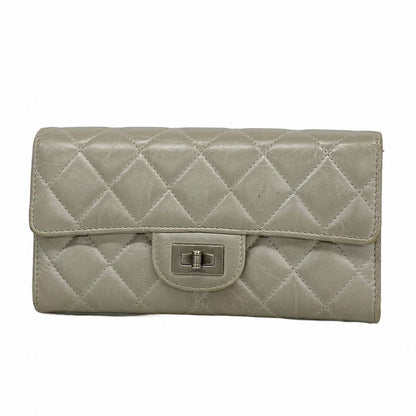 Chanel Long Wallet 2.55 Calfskin Gray Silver Hardware Women's