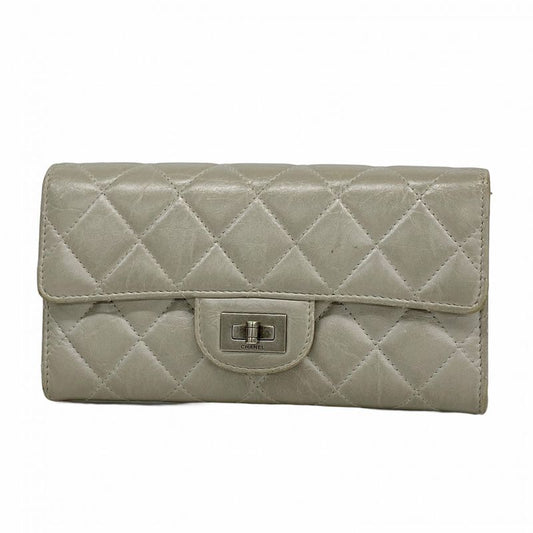 Chanel Long Wallet 2.55 Calfskin Gray Silver Hardware Women's