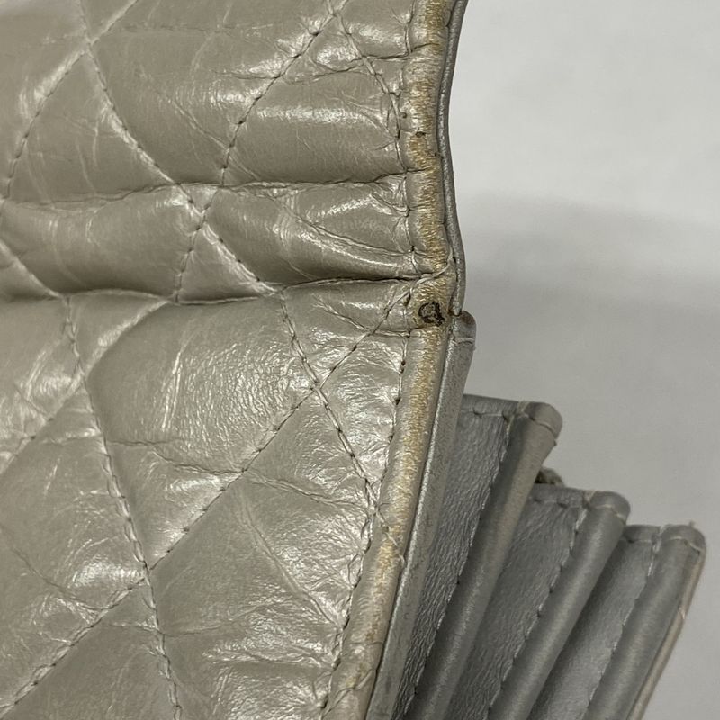 Chanel Long Wallet 2.55 Calfskin Gray Silver Hardware Women's