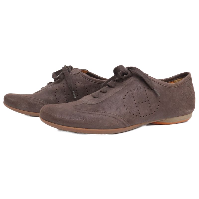 Hermes Quick Evelyn Punching Logo Leather Sneakers 38 1 2