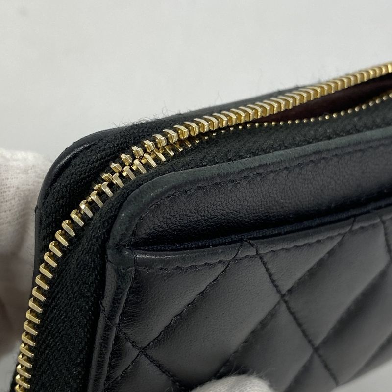 Chanel Coin Case Matelasse Lambskin Black Gold Hardware Women's