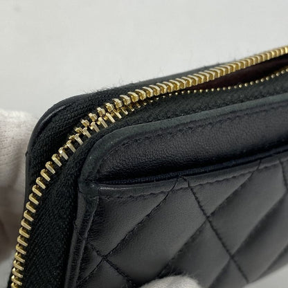 Chanel Coin Case Matelasse Lambskin Black Gold Hardware Women's