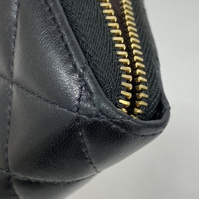 Chanel Coin Case Matelasse Lambskin Black Gold Hardware Women's