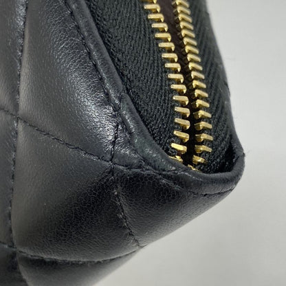 Chanel Coin Case Matelasse Lambskin Black Gold Hardware Women's
