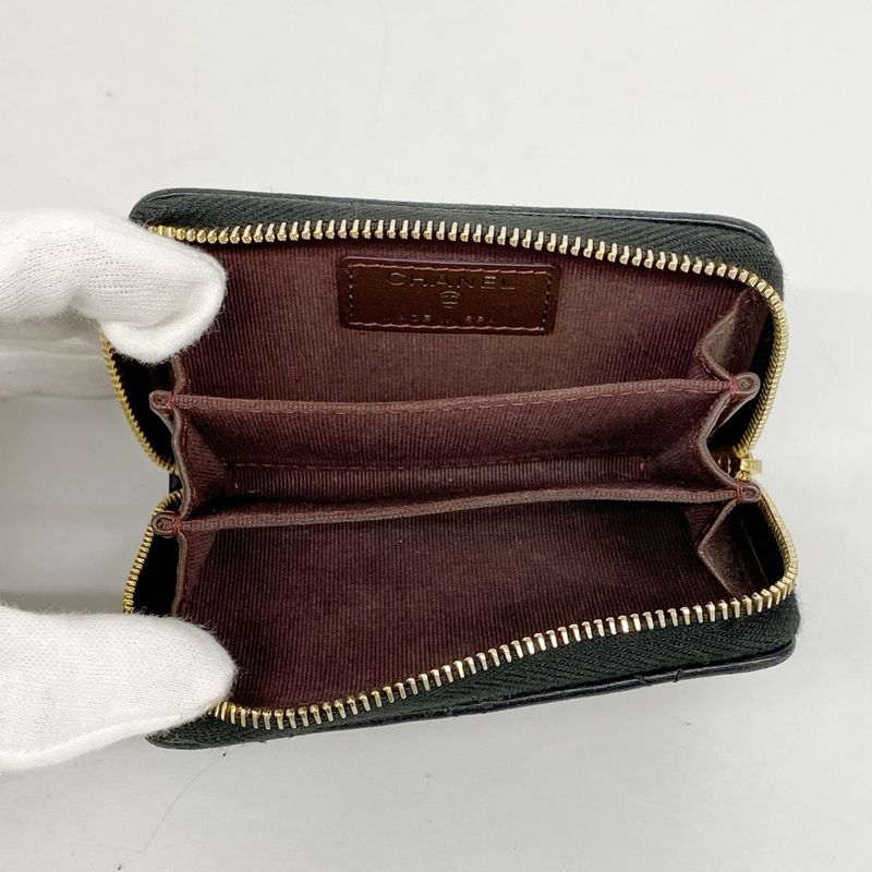 Chanel Coin Case Matelasse Lambskin Black Gold Hardware Women's