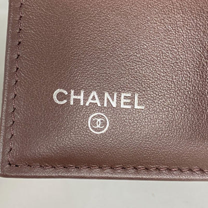 Chanel Trifold Wallet Matelasse Caviar Skin Black Silver Hardware Women's