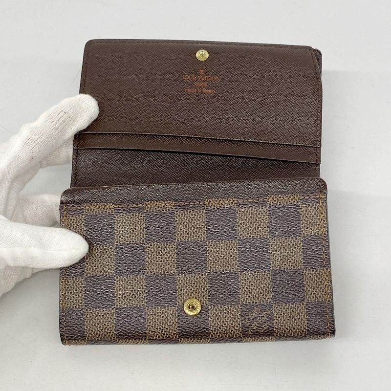 Louis Vuitton Wallet Damier Portomone Vietresor N61730 Ebene Ladies
