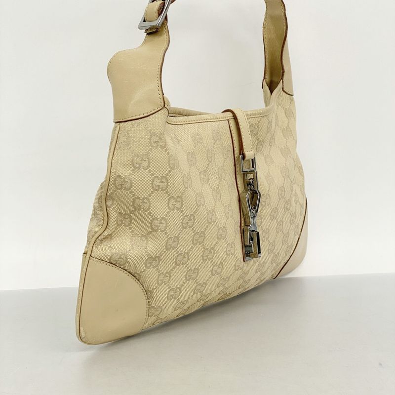 Gucci Handbag GG Canvas 28628 Canvas Beige Silver Hardware Ladies