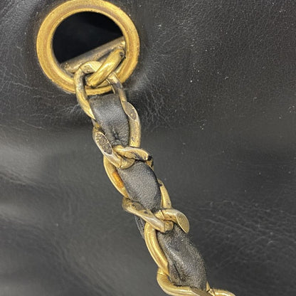 Chanel Shoulder Bag Matelasse Lambskin Black Gold Hardware Women