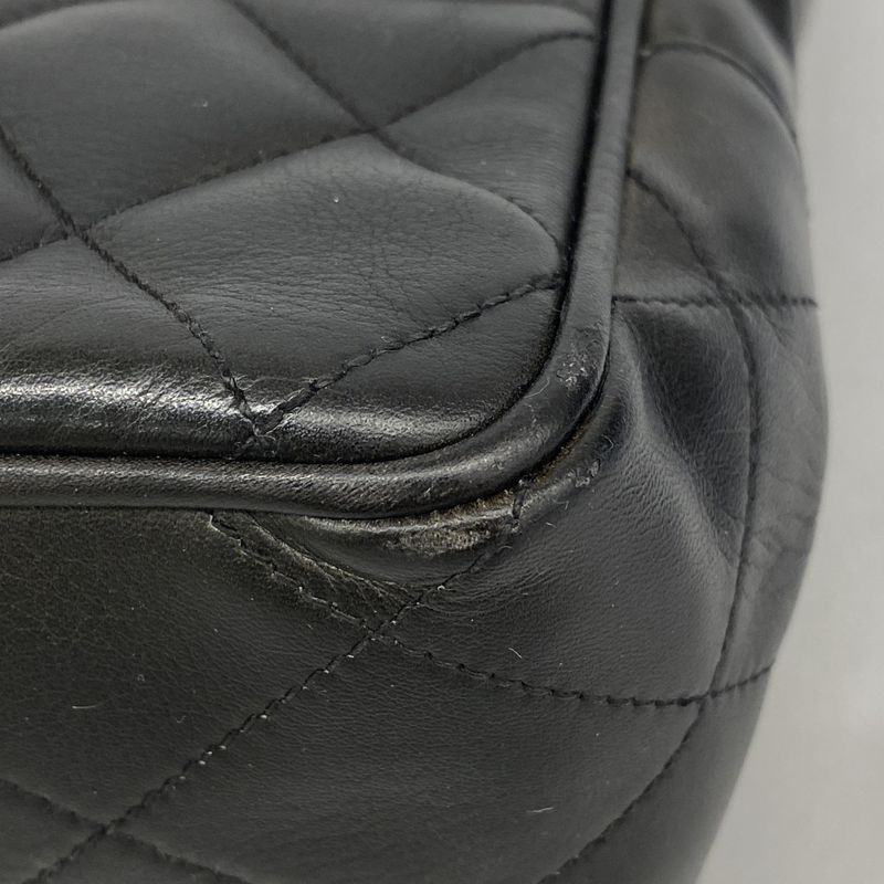 Chanel Shoulder Bag Matelasse Lambskin Black Gold Hardware Women