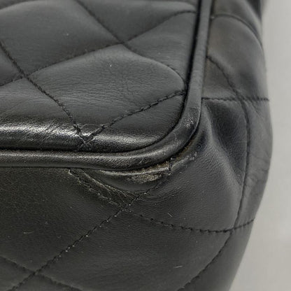 Chanel Shoulder Bag Matelasse Lambskin Black Gold Hardware Women