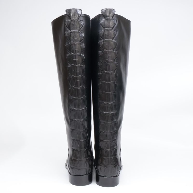 Fendi [similar] Croco Shape Push Leather Switching Long Boots 35